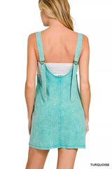 Zenana Acid Washed Overall Knit Mini Dress 