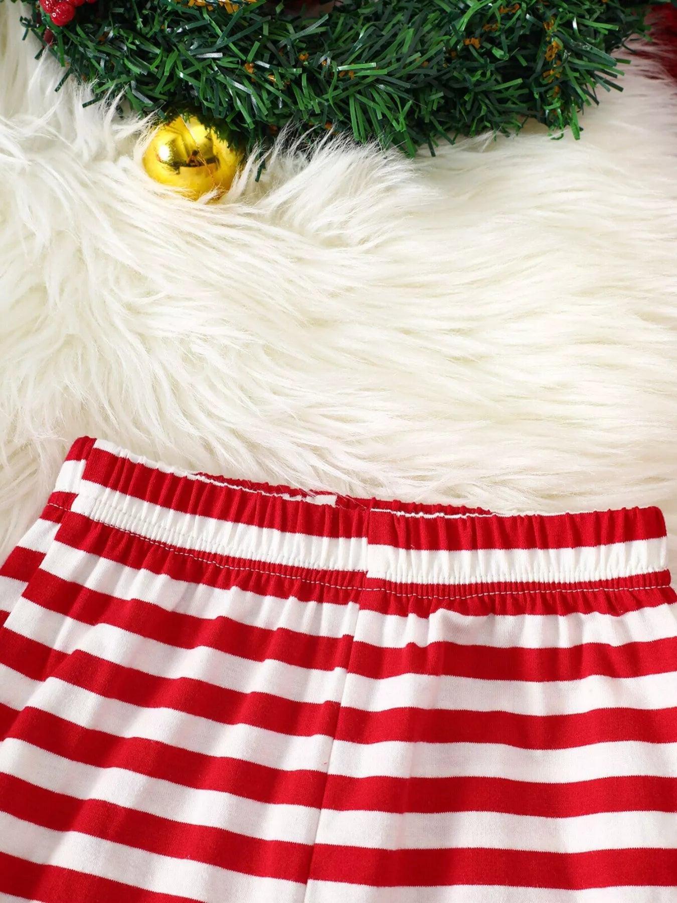 Children's Christmas Reindeer Striped Pajama Set 