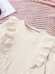 Children's Ruffle Trim Ribbed Top & Corduroy Pants Set 