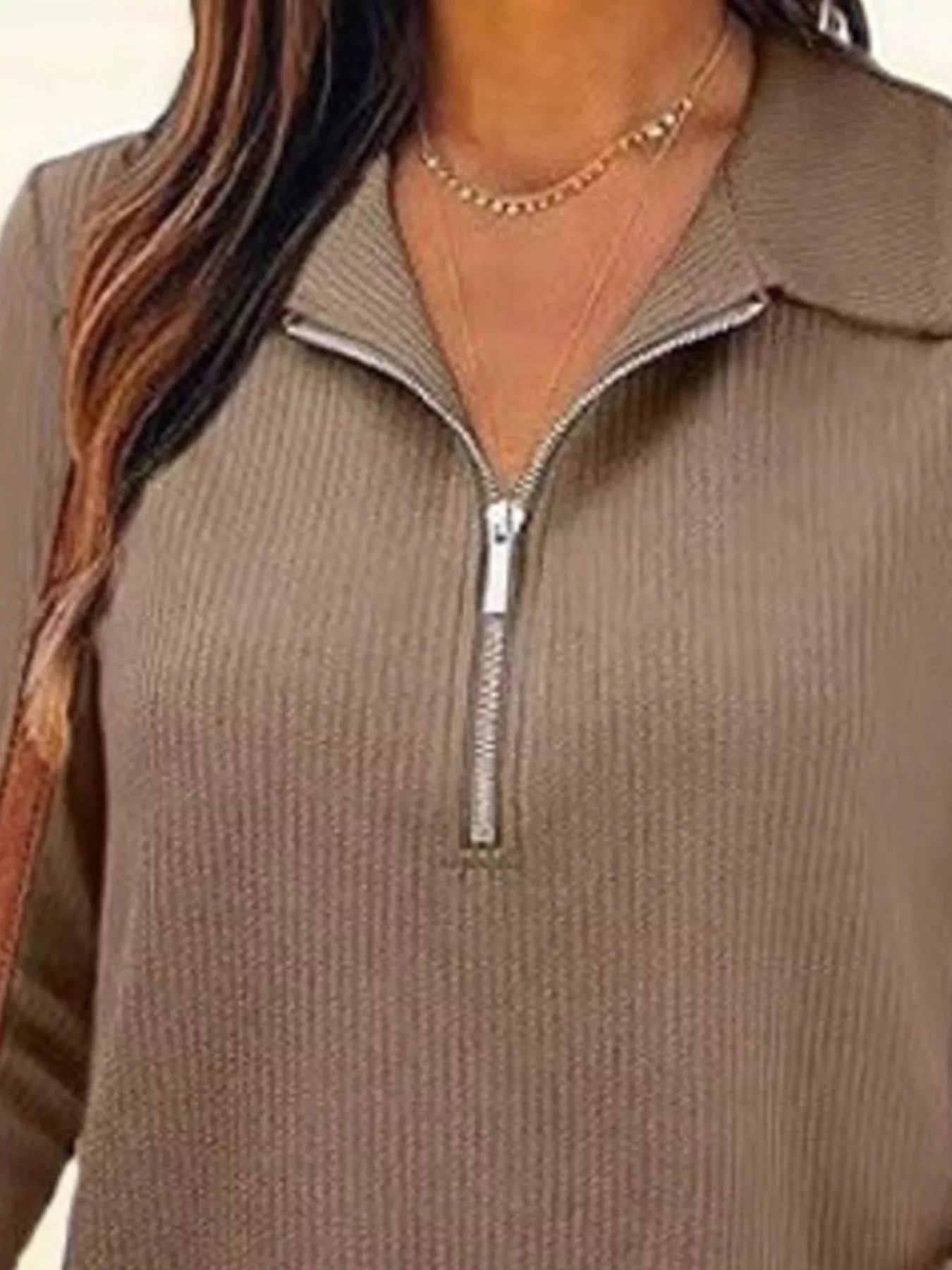 Half Zip Long Sleeve Knit Top 
