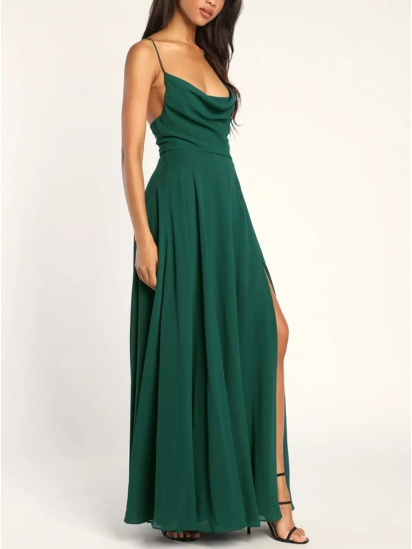 Slit Cowl Neck Maxi Dress 