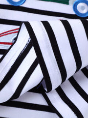 Children's Racing Car Embroidered Striped Long Sleeve T-Shirt 