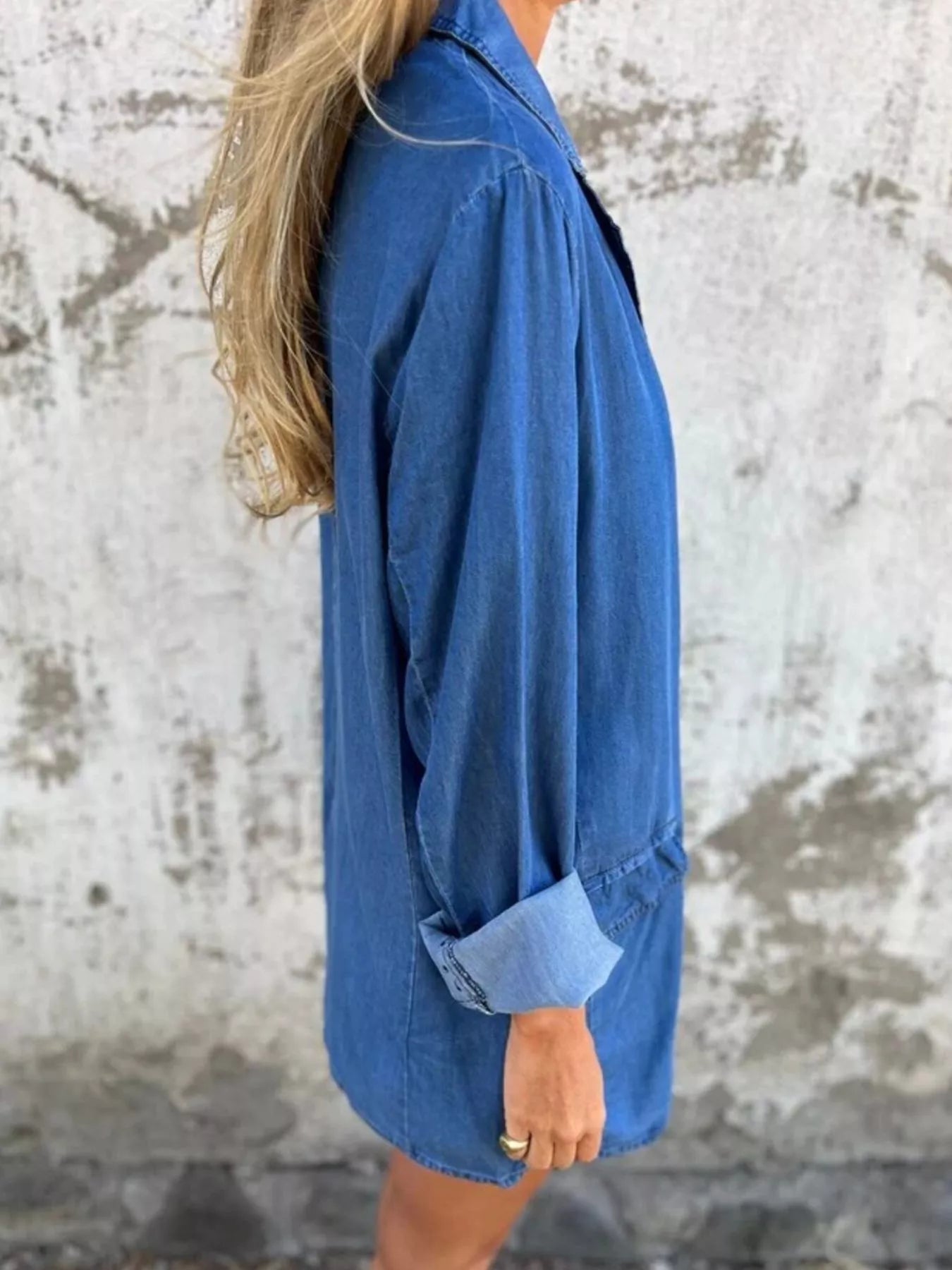 Full Size Button Down Denim Blazer Plus Size 