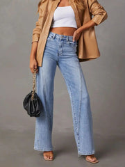 High Waist Straight Jeans with Pockets 