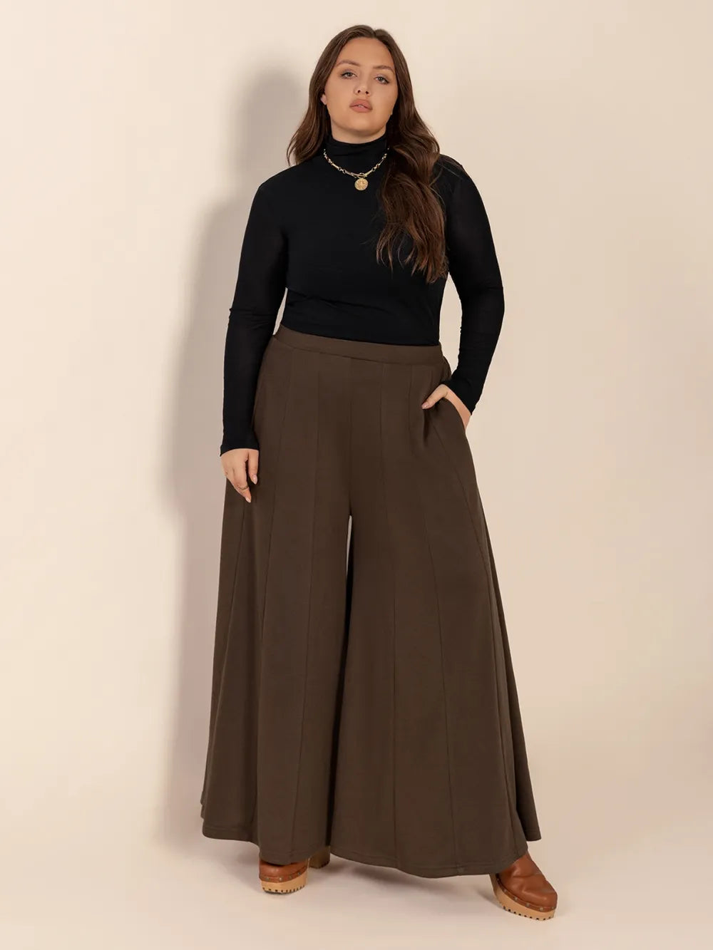 Plus Size Wide Leg Pants with Pockets 