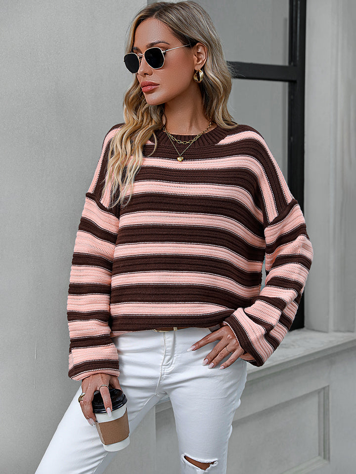 Striped Dropped Shoulder Sweater 