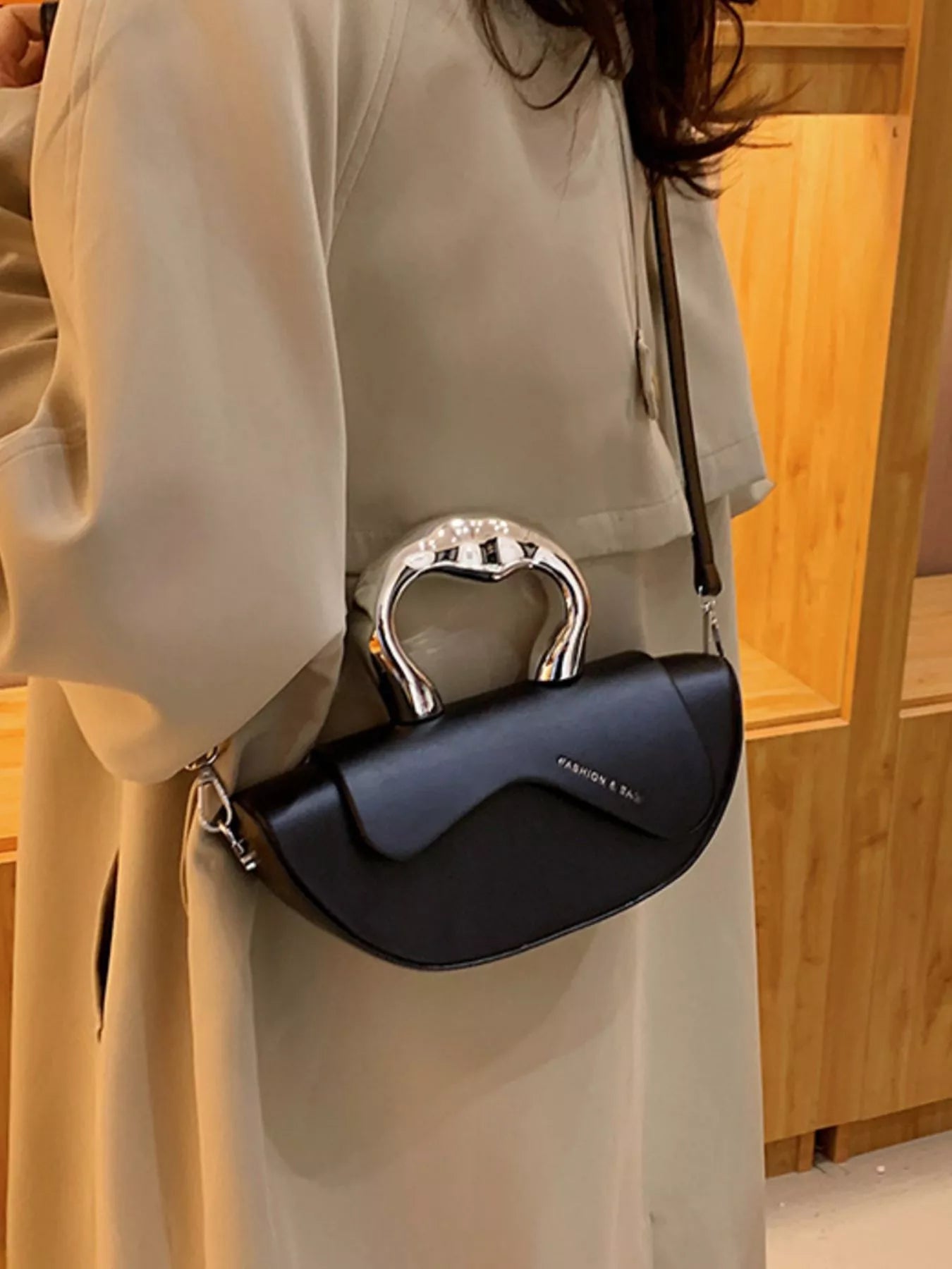 Half-Moon Crossbody Bag with Handle 