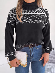 Turtleneck Dropped Shoulder Sweater 