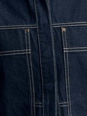 Cropped Short Sleeve Contrast Stitch Denim Top 