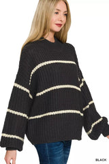 Zenana Oversize Striped Sweater 