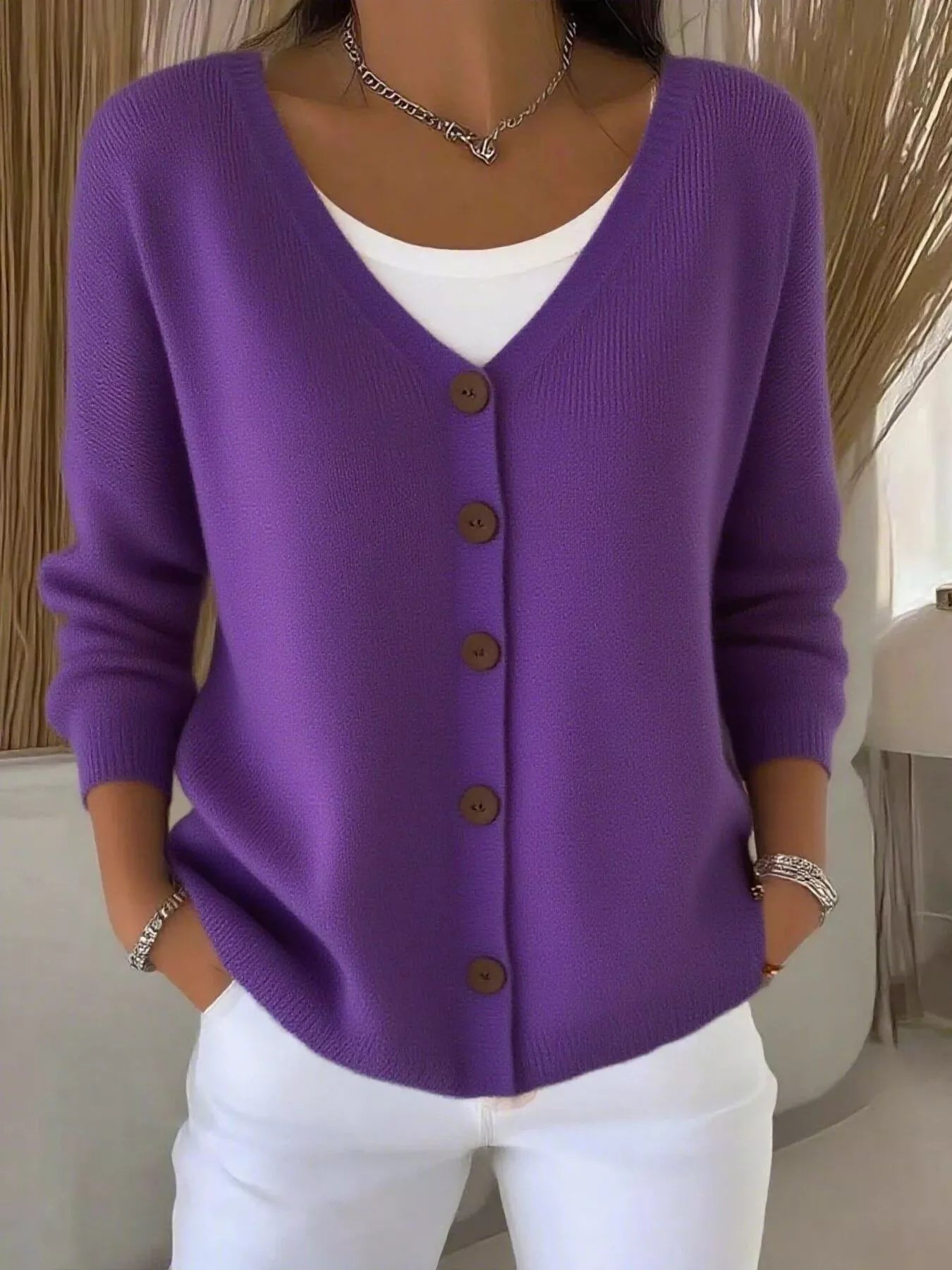 Full Size V-Neck Button-Down Knit Cardigan Plus Size 