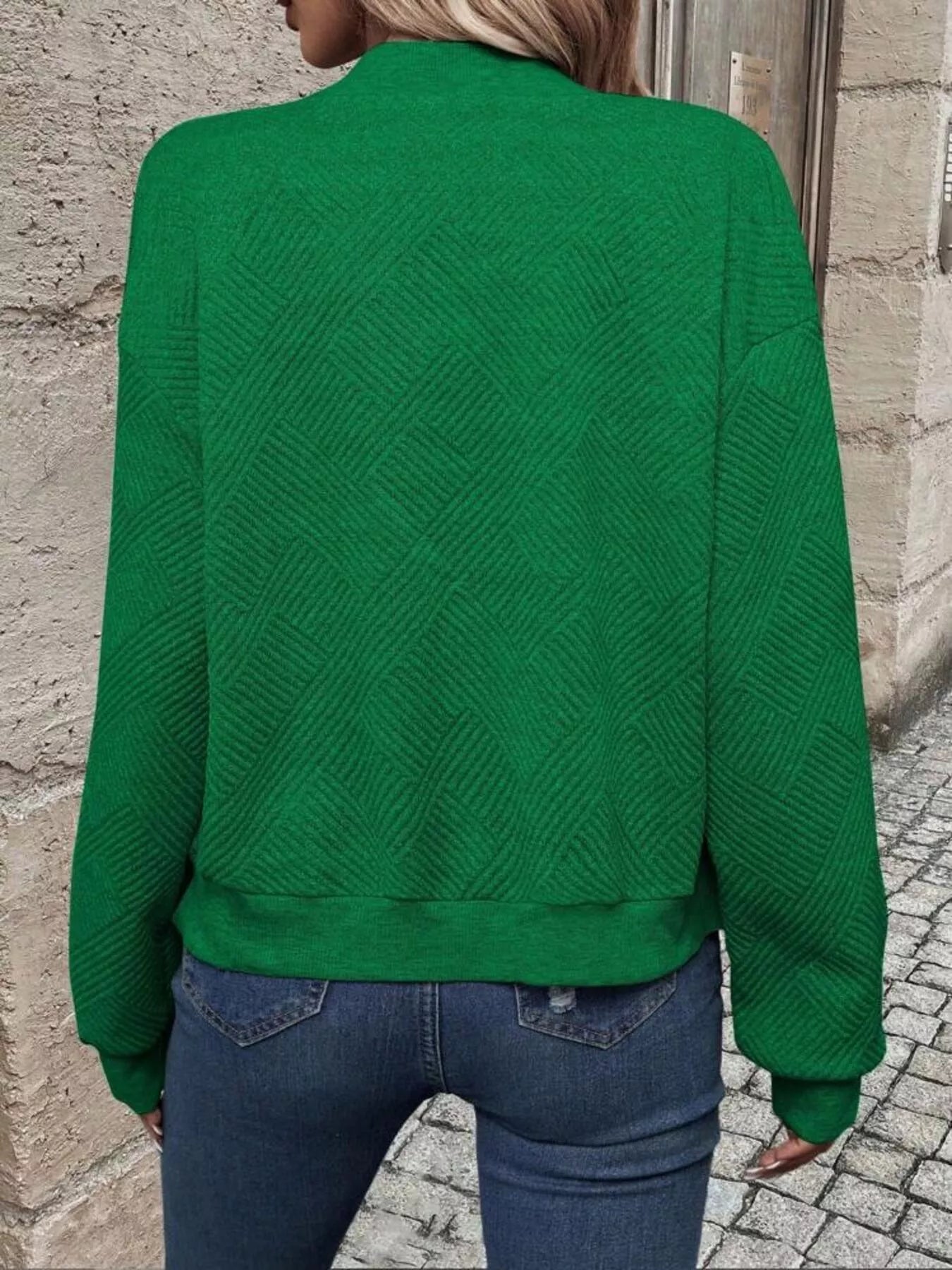 Full Size Zip Up Long Sleeve Textured Jacket Plus Size 