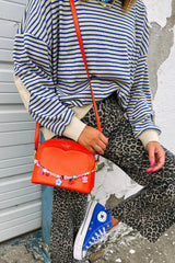 Striped Round Neck Dropped Shoulder Sweatshirt 