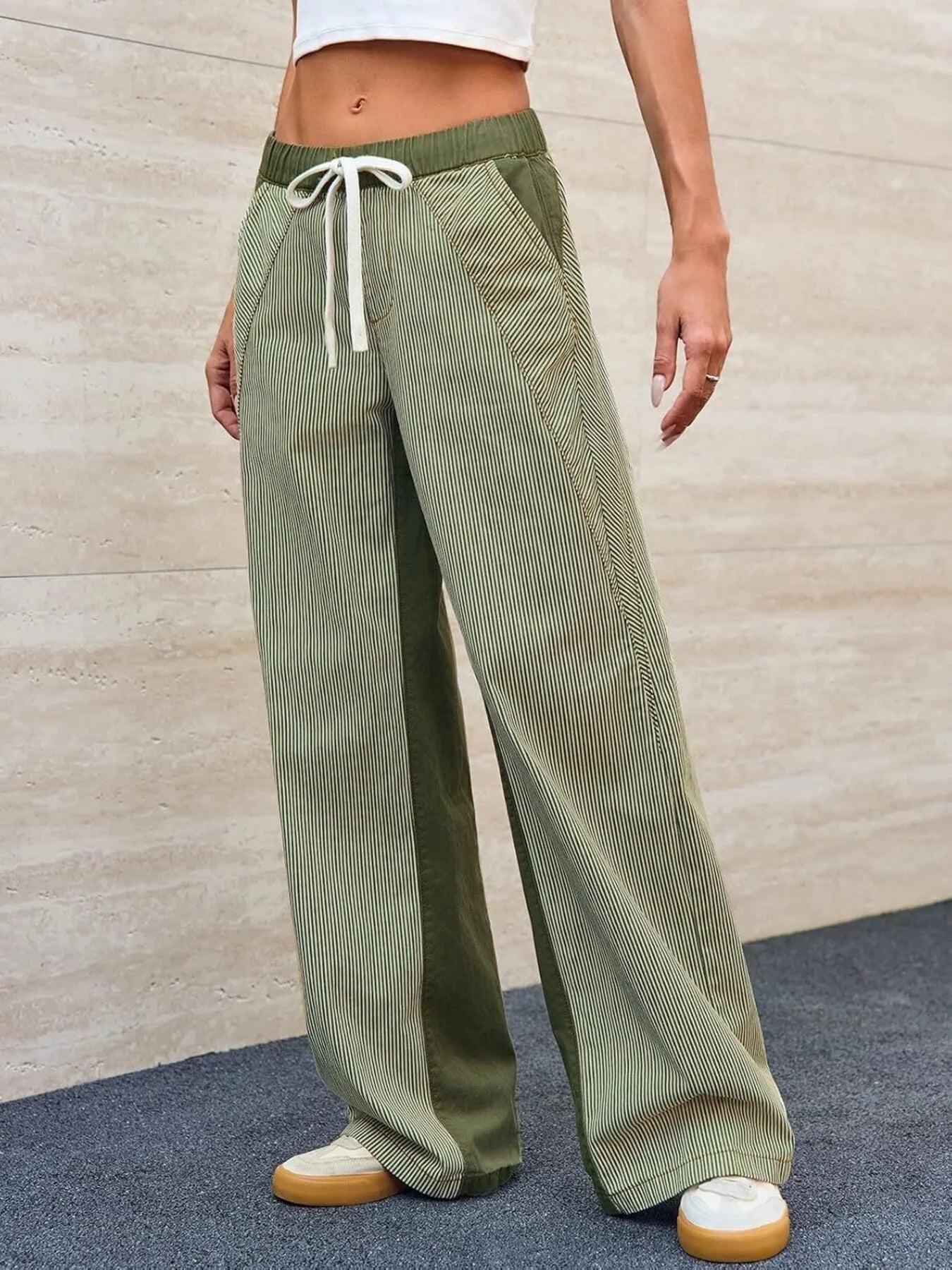 Striped Wide Leg Jeans 