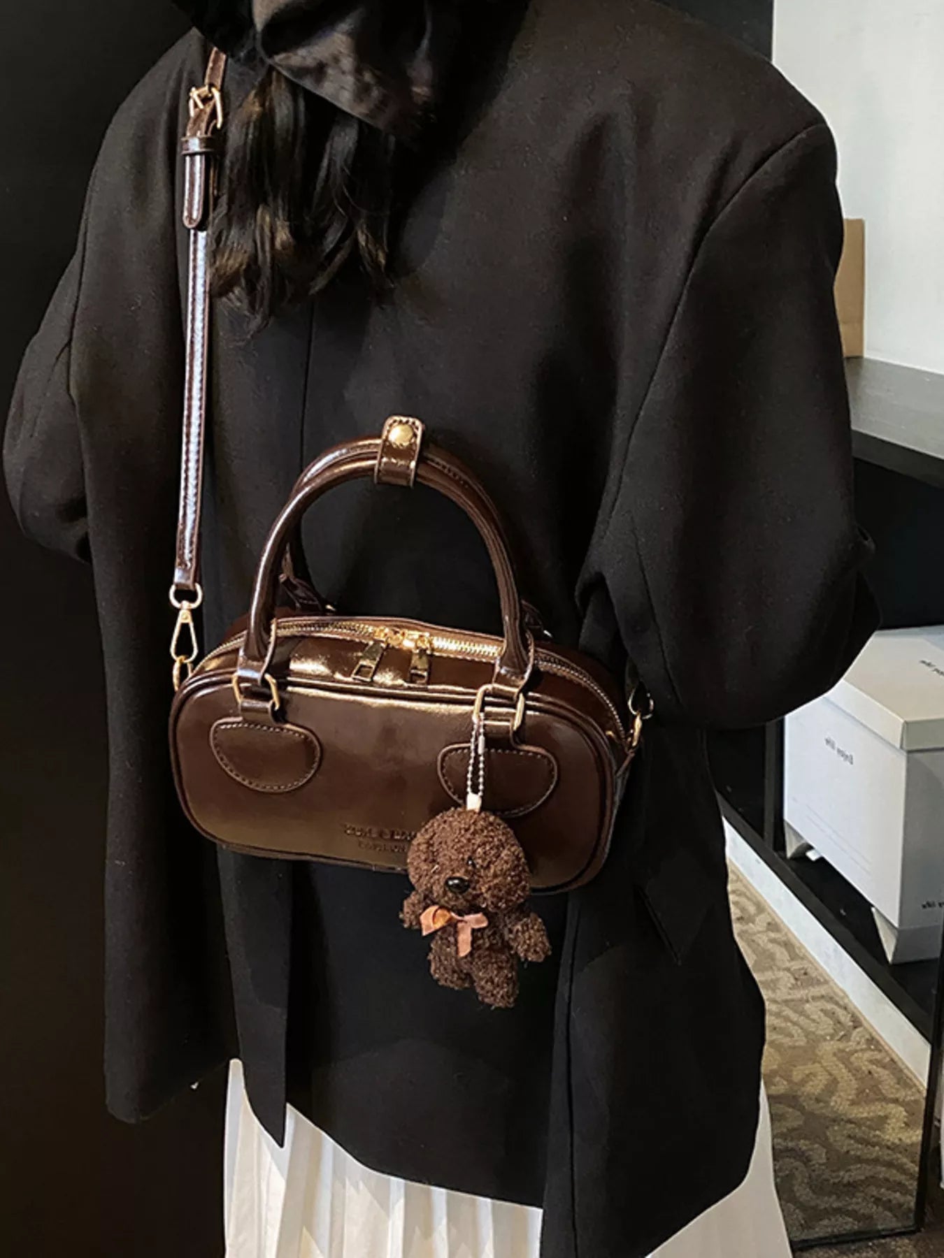Vintage Style Crossbody Bag with Charm 