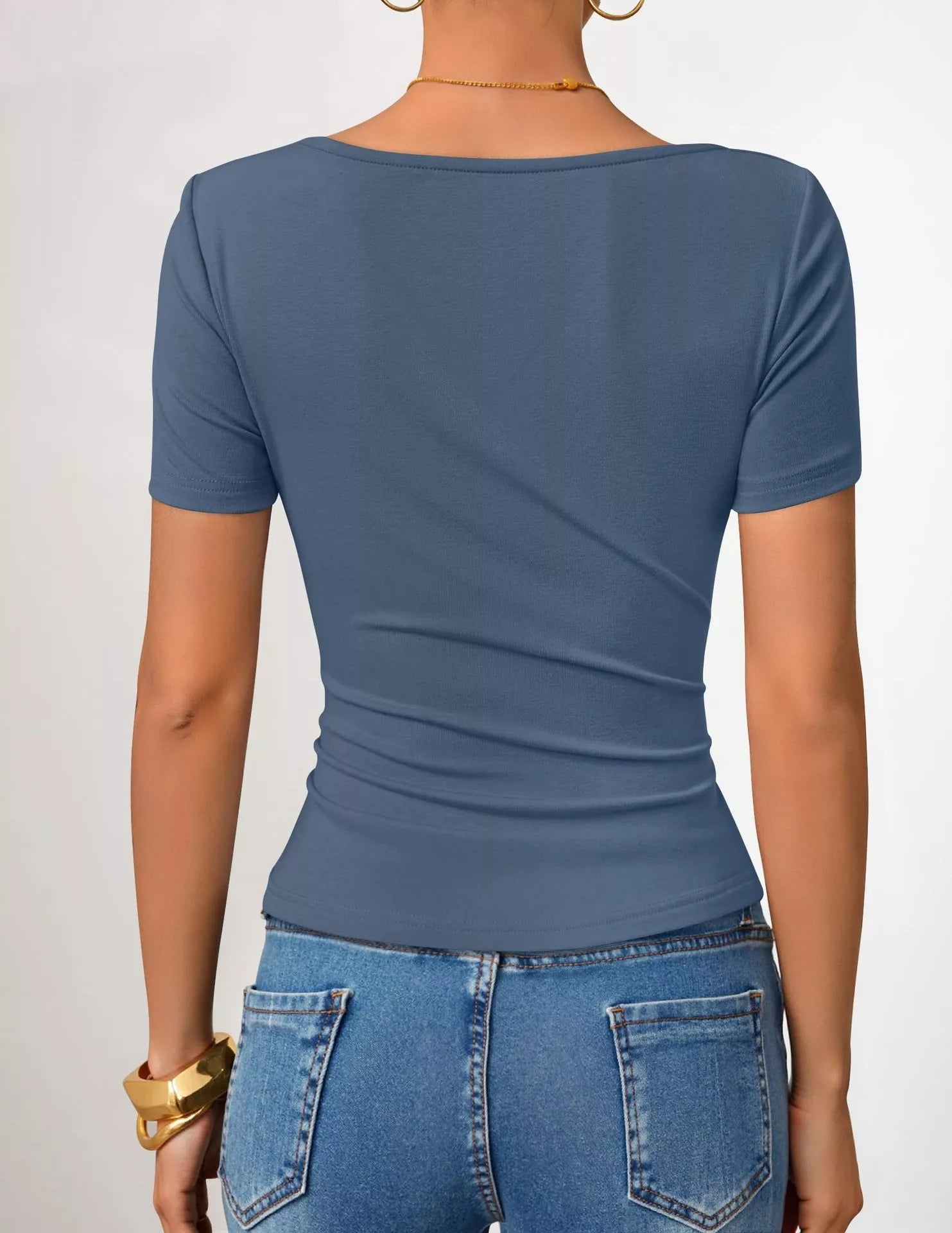 Asymmetrical Neckline Fitted T-Shirt 