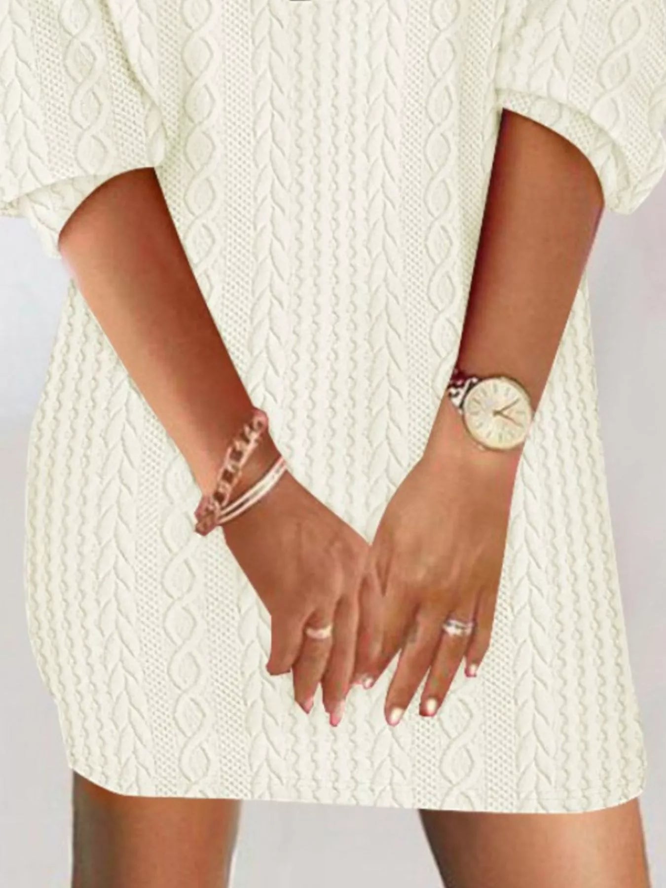 Zip Detail Textured Knit Mini Sweater 