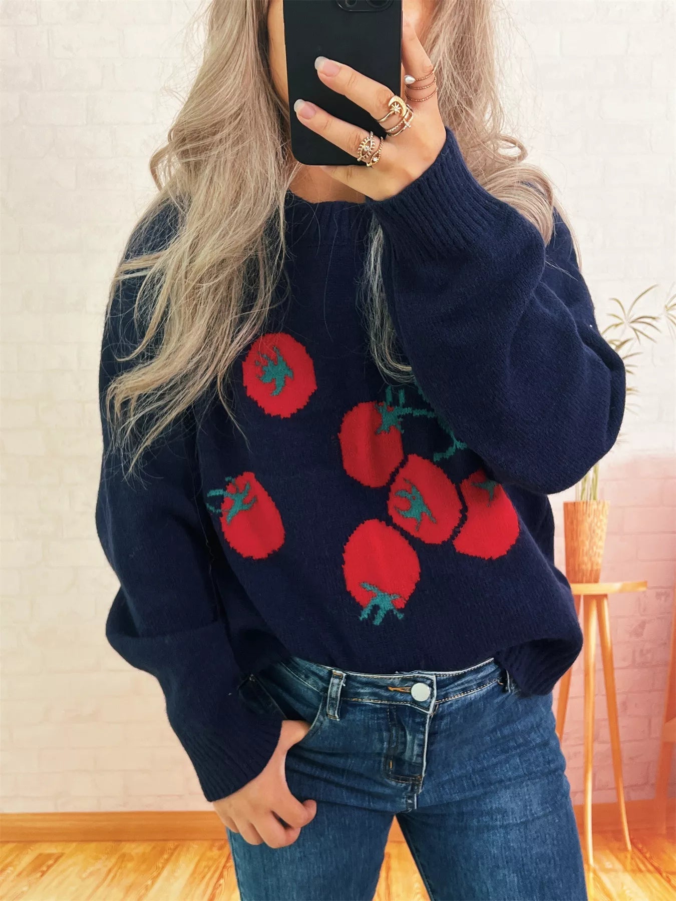 Persimmon Round Neck Long Sleeve Sweater 