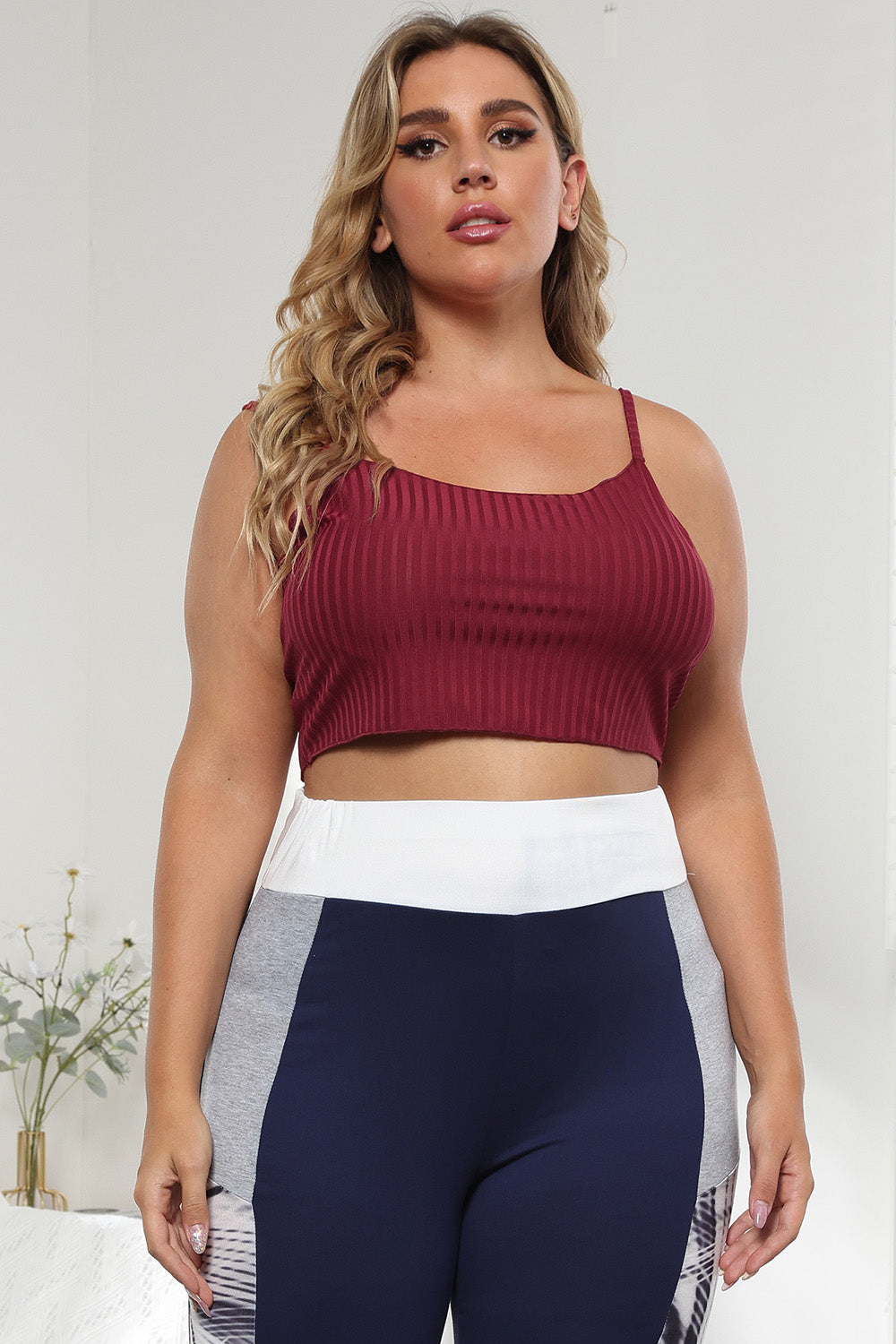 Plus Size Ribbed Spaghetti StrapTop 