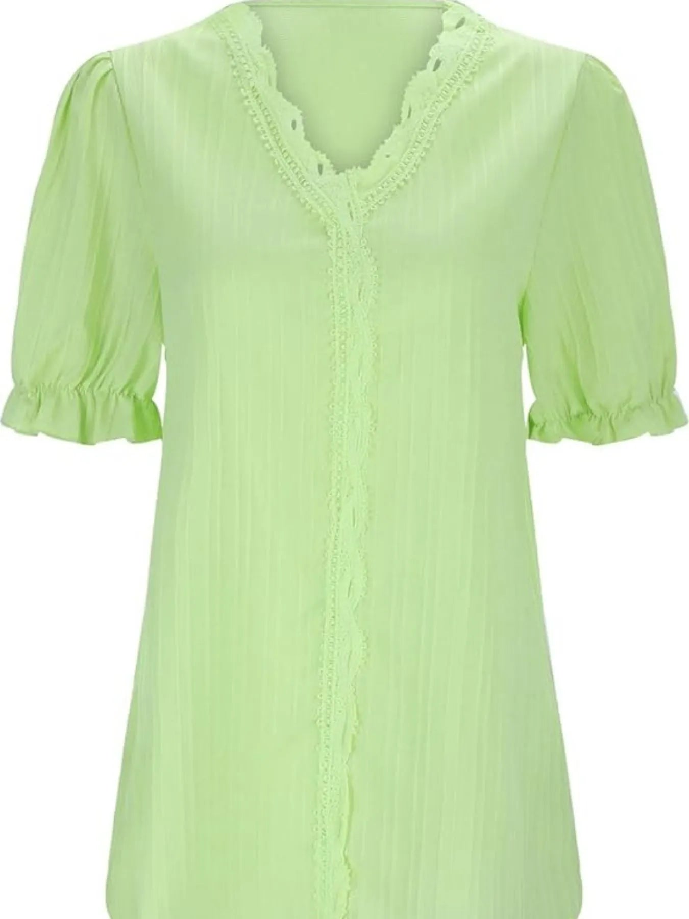 Full Size Lace Detail V-Neck Blouse Plus Size 
