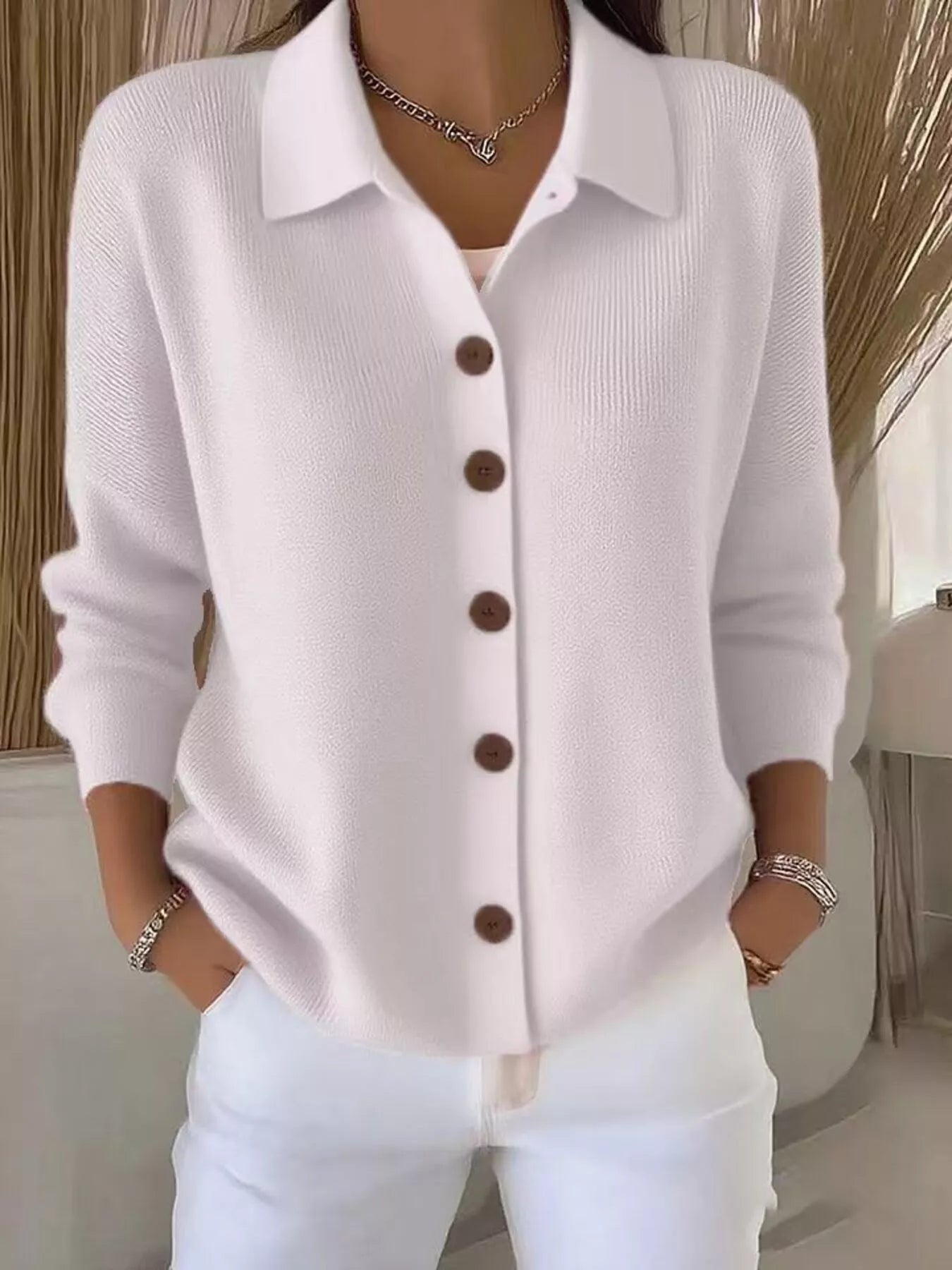 Full Size Button-Down Knit Cardigan Plus Size 