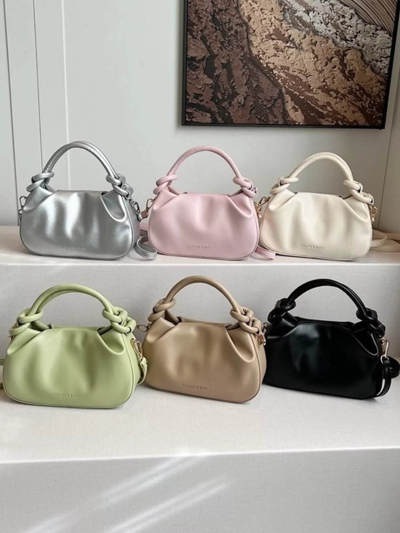 Knot Handle Ruched Crossbody Bag 