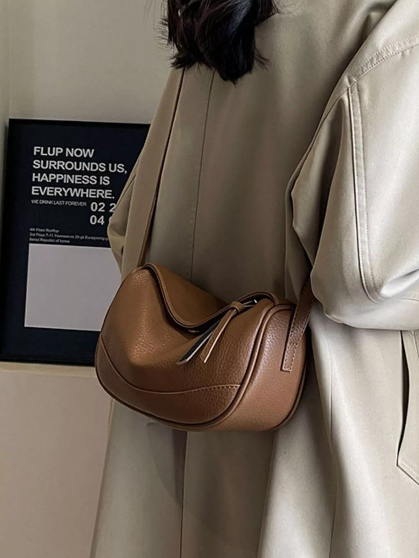 Minimalist Style Leather Crossbody Bag 
