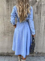 Full Size Tie Waist Button Front Denim Shirt Dress Plus Size 