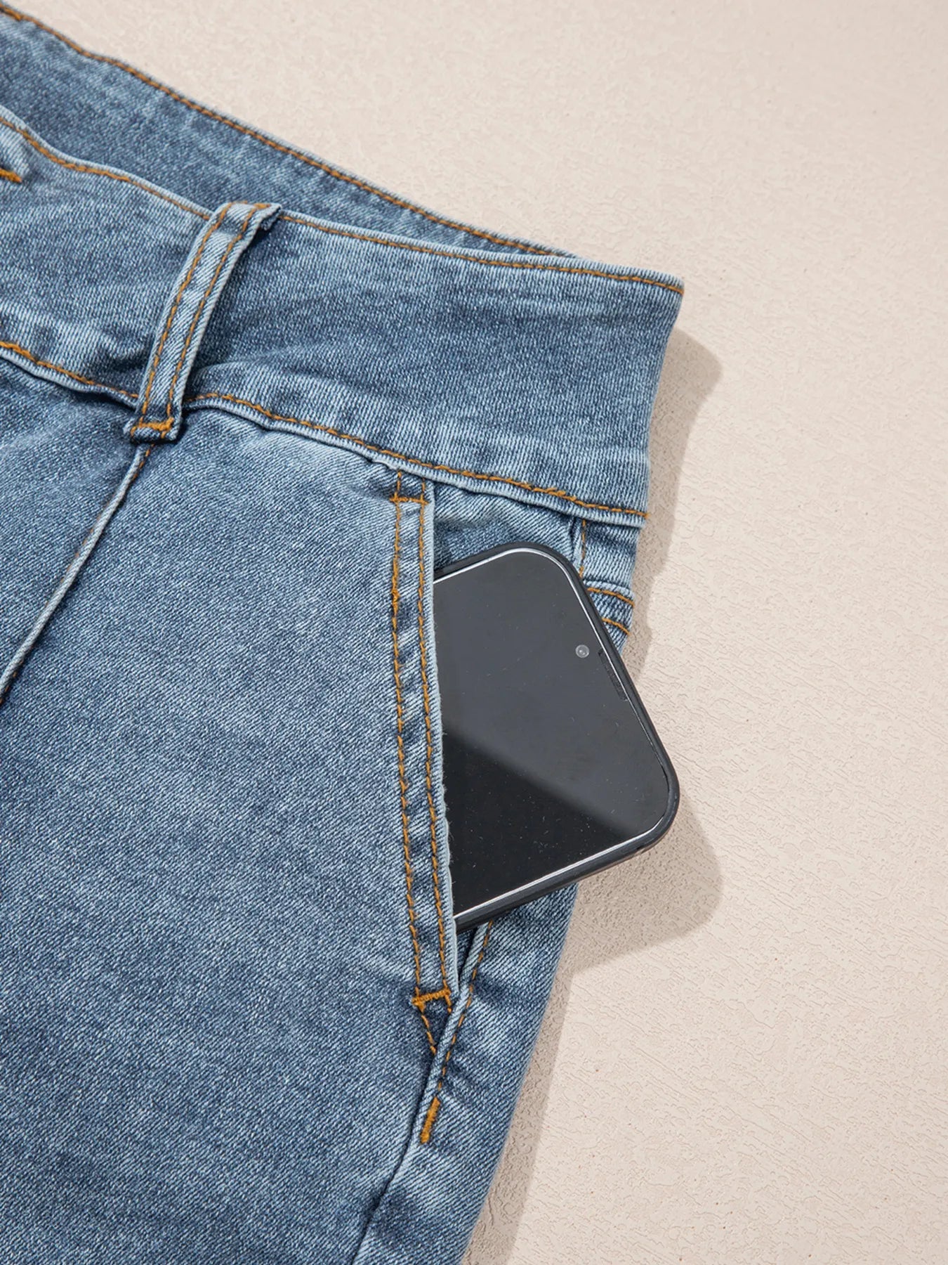 High-Waisted Flare Jeans with Seam Detail 