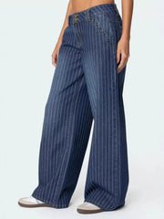 Striped Wide Leg Jeans 