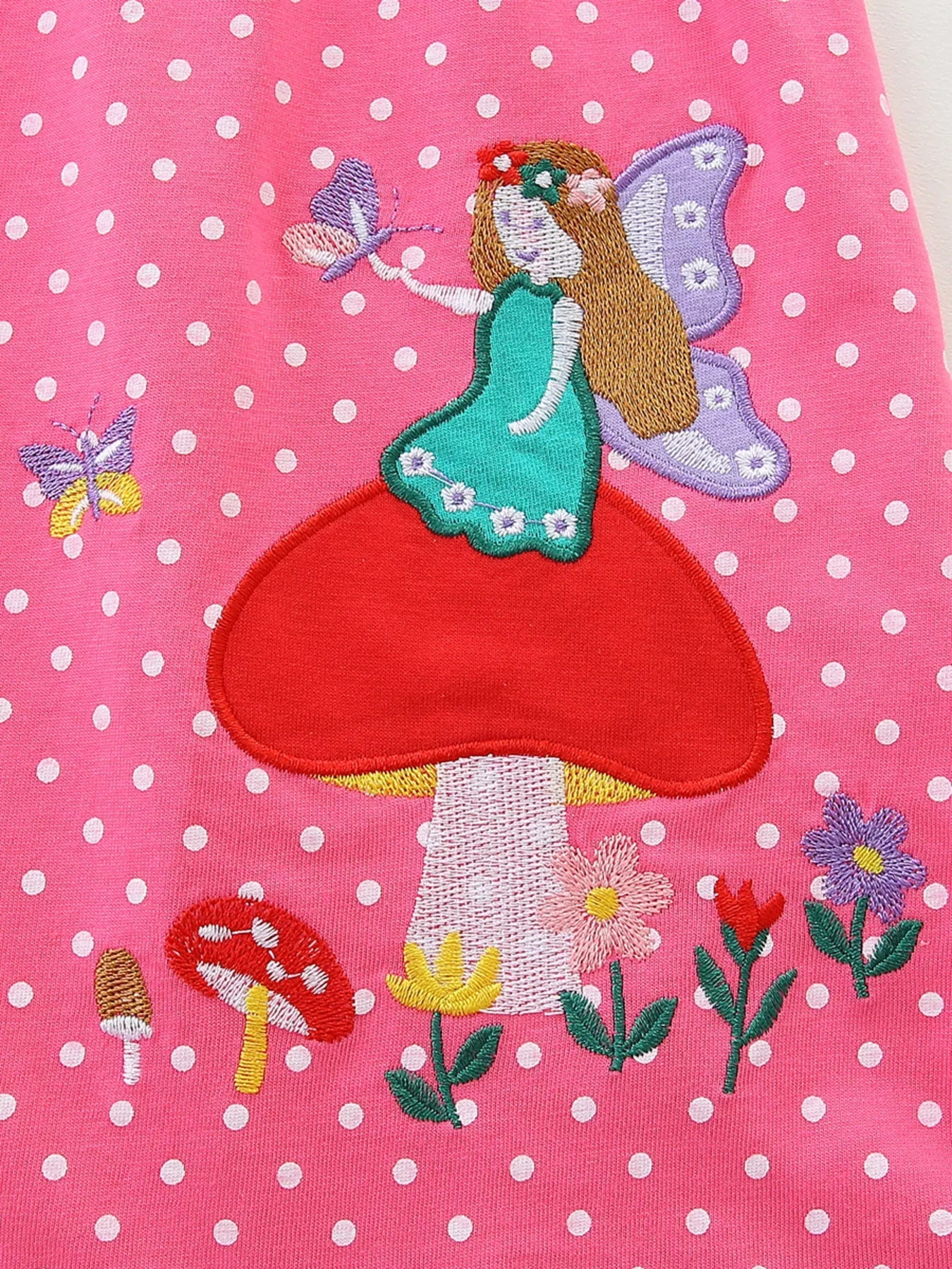 Children's Polka Dot Embroidered Long Sleeve Dress 