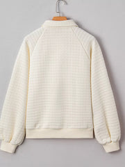 Textured Half Button Collared Sweatshirt 