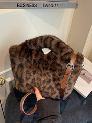 Leopard Plush Crossbody Bag 