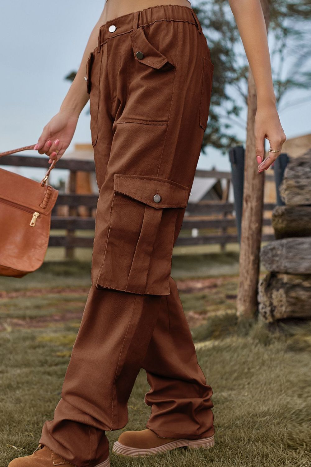 Loose Fit Long Jeans with Pockets 