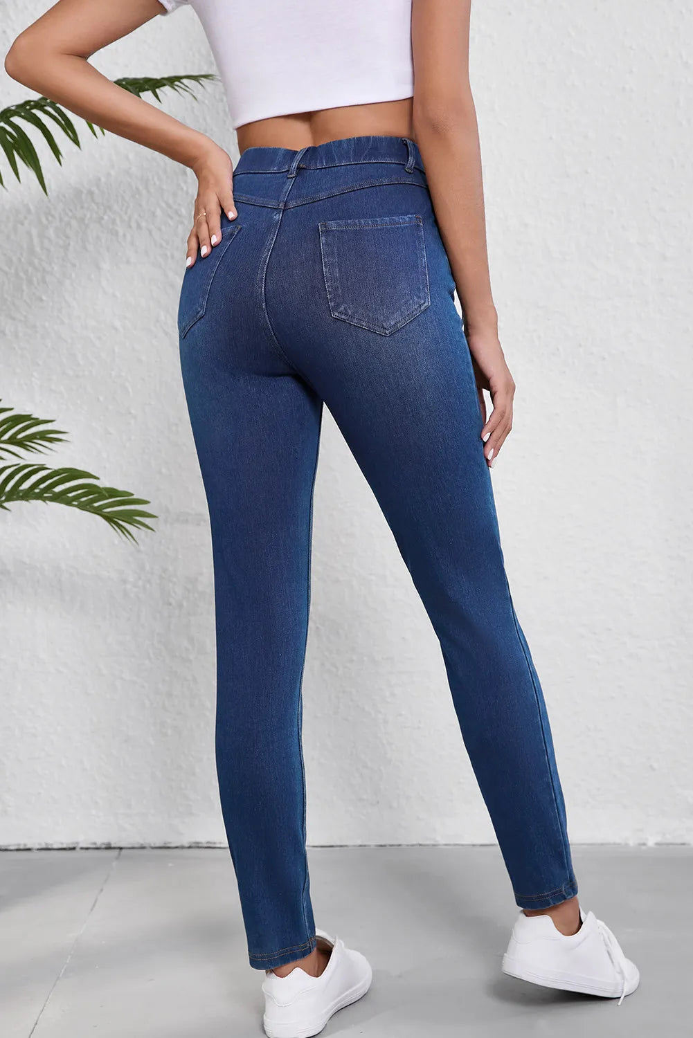High Waist Skinny Jeans with Pockets 