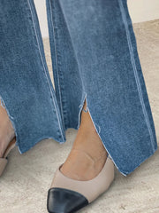Slit Bootcut Jeans with Pockets 