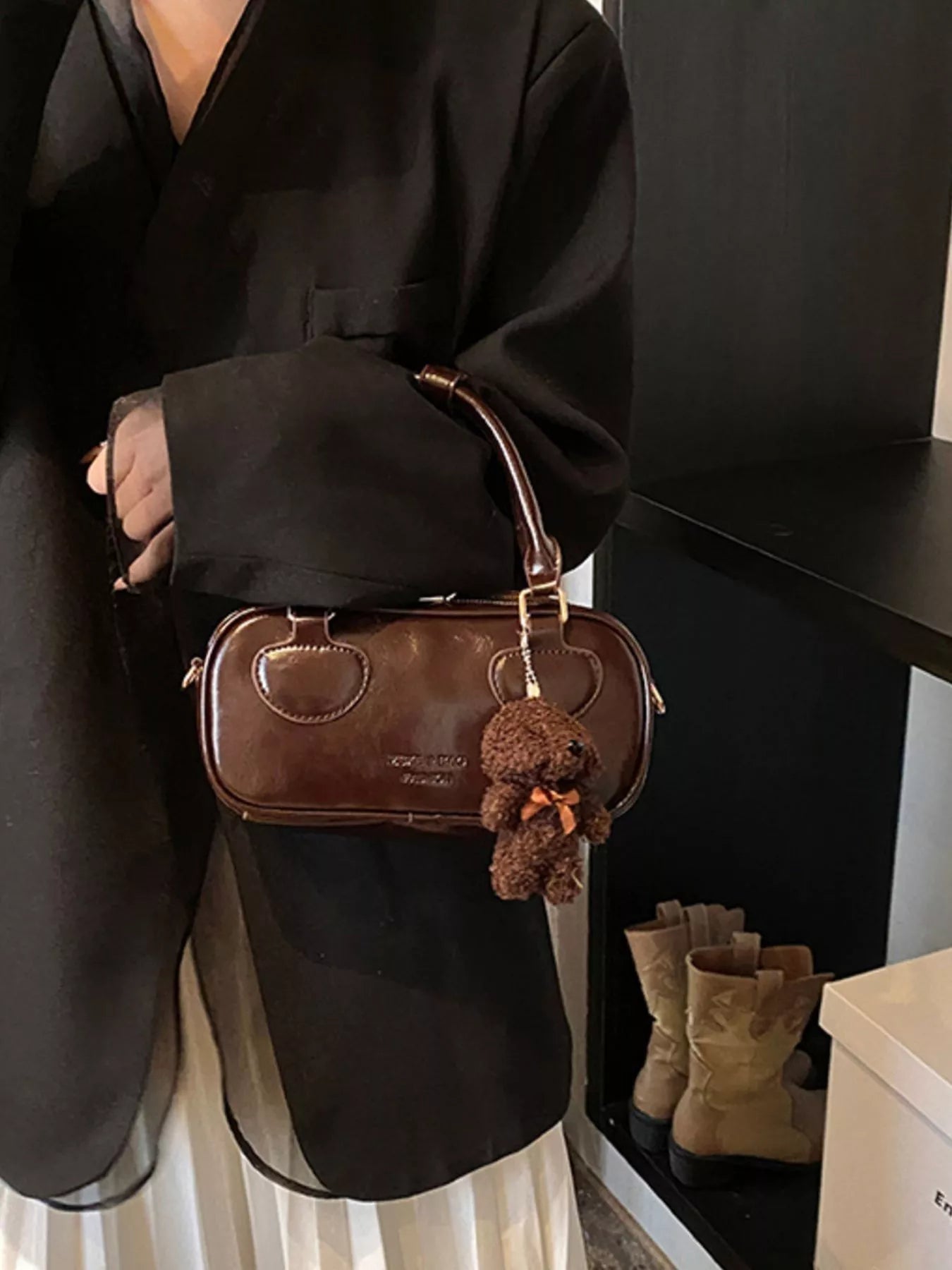 Vintage Style Crossbody Bag with Charm 