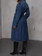 Button Up Long Sleeve Longline Denim Jacket 