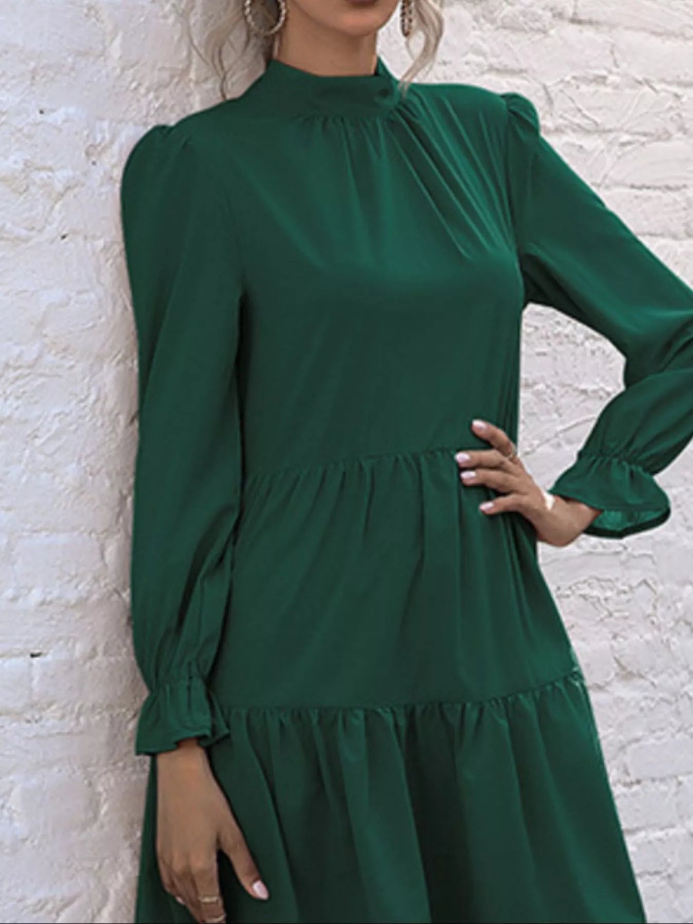 High-Low Flounce Sleeve Dress 