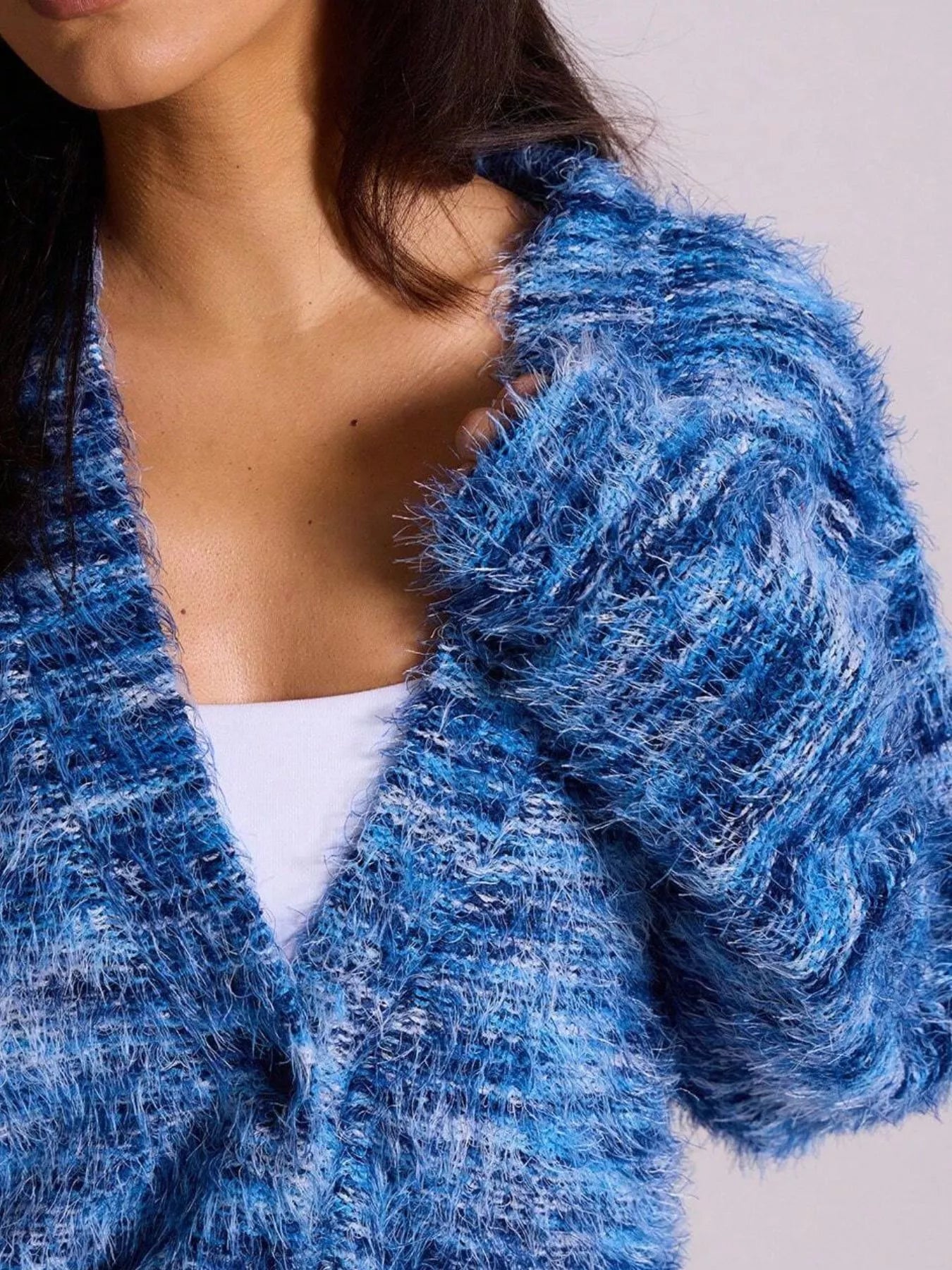 Chunky Knit V-Neck Button-Up Cardigan 