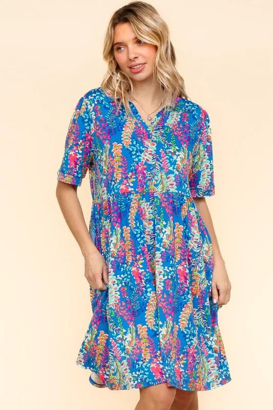 Haptics Johnny Collar Babydoll Dress with Side Pockets 