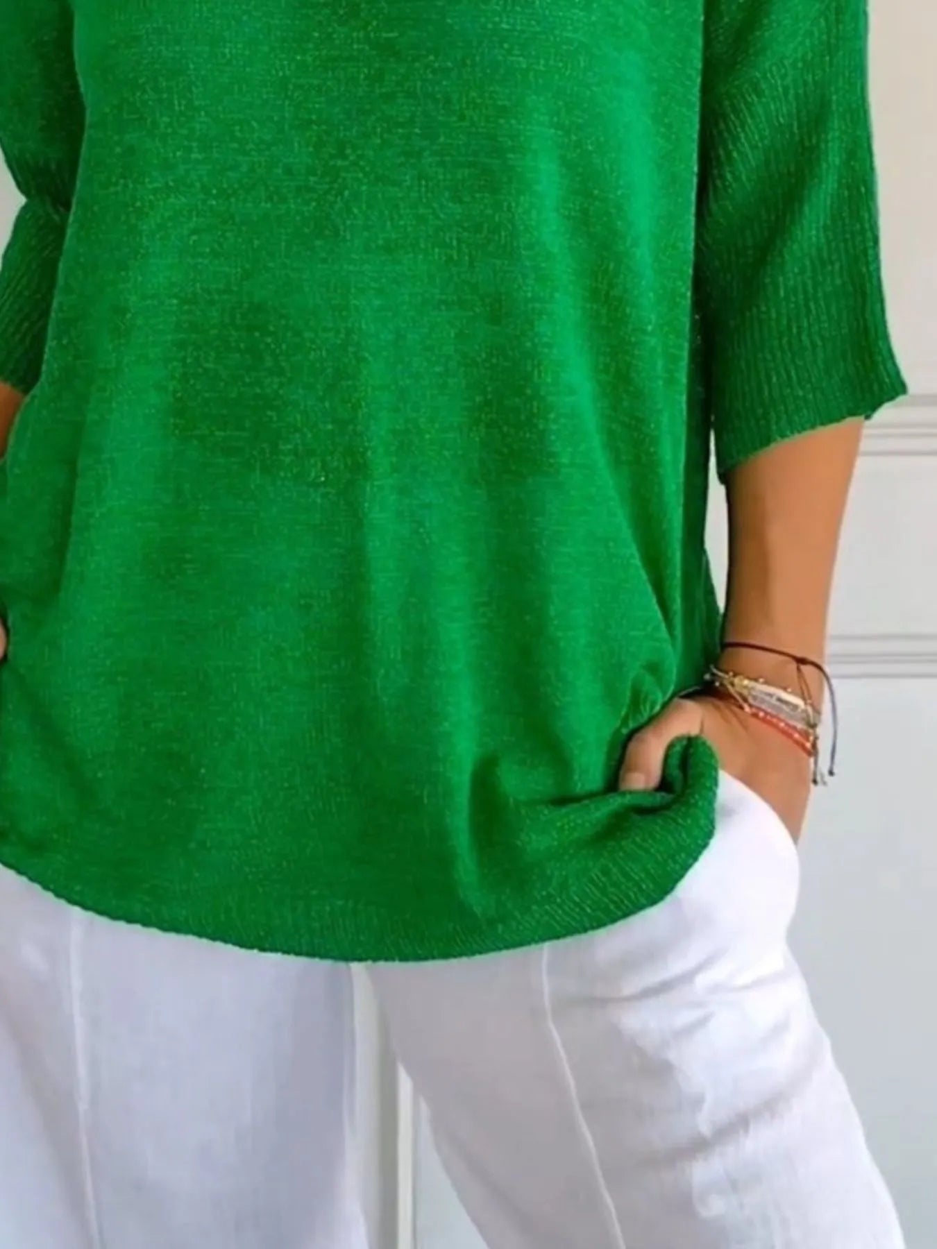 Full Size Relaxed Fit Ribbed Hem Sweater Plus Size 