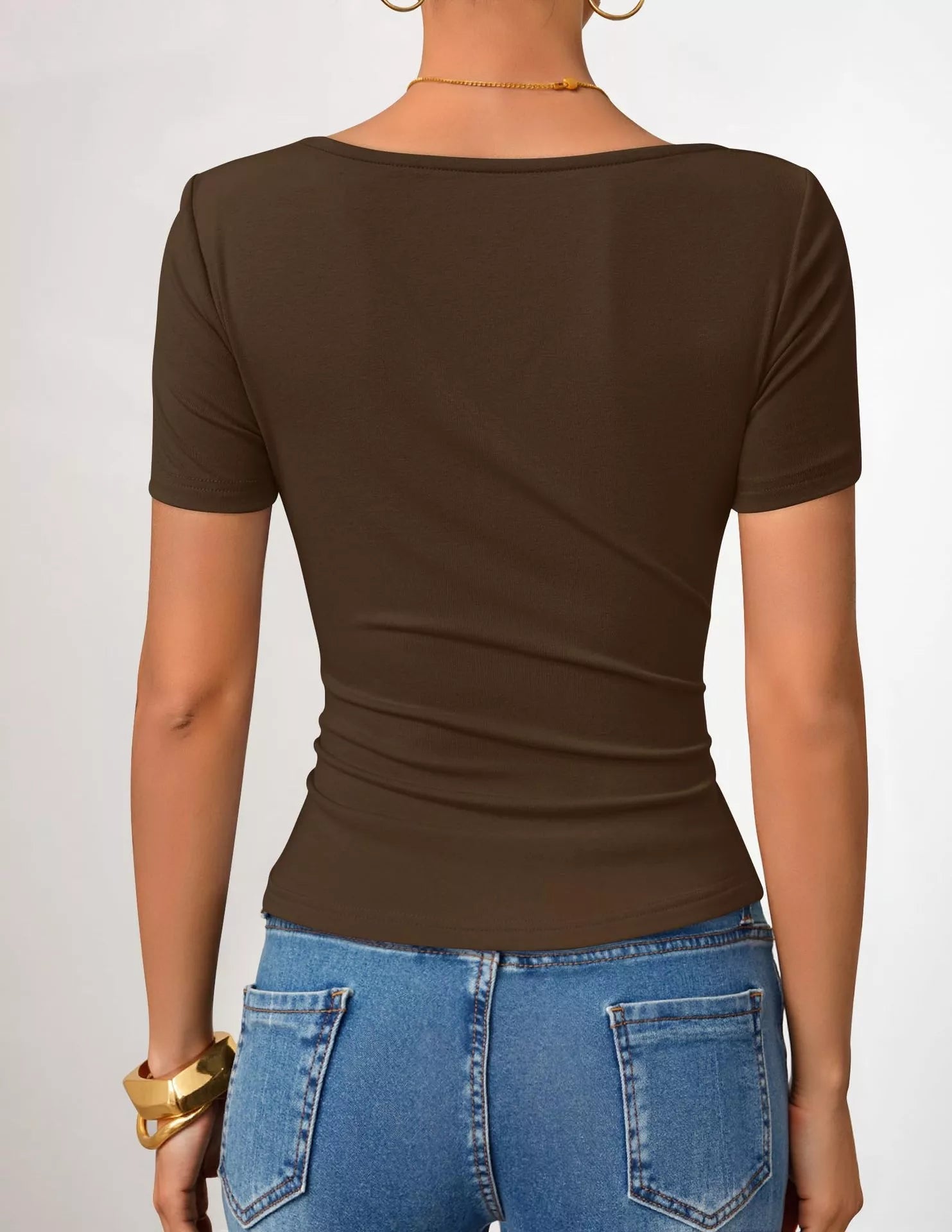 Asymmetrical Neckline Fitted T-Shirt 