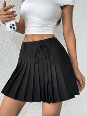 Tied Pleated Mini Skirt 