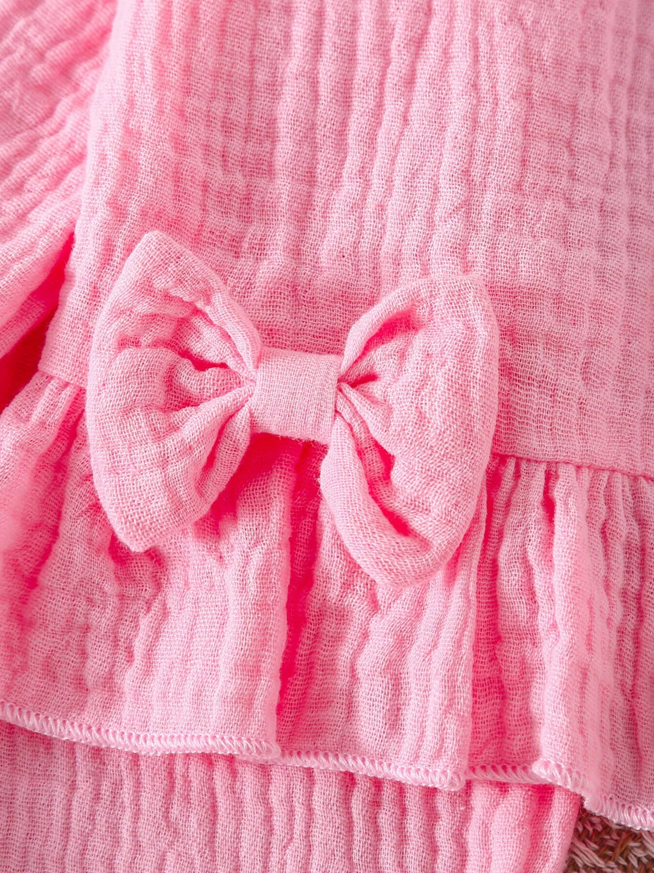 Children's Ruffle Trim Bow Decor Baby Set 