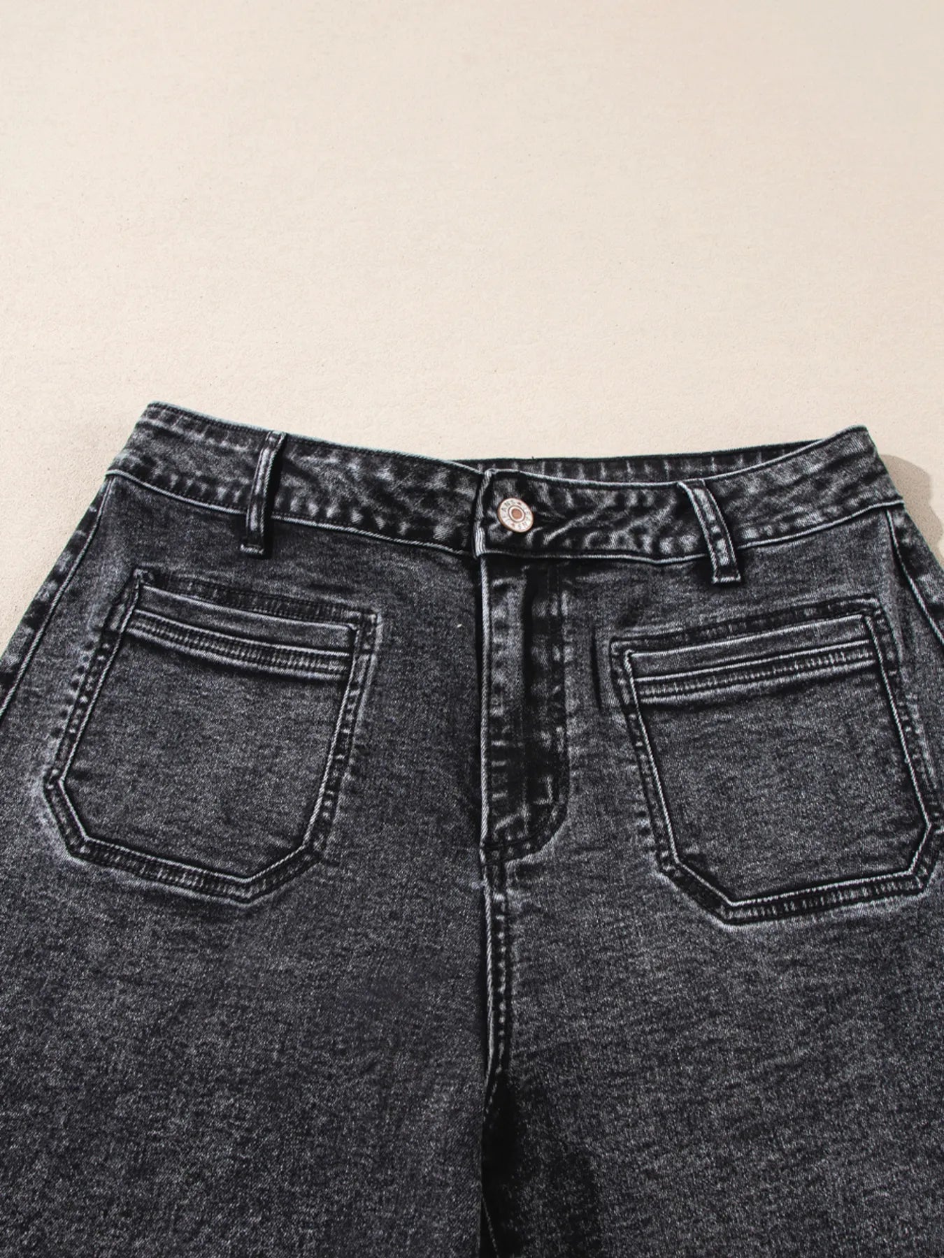 High-Waisted Wide Leg Washed Jeans 