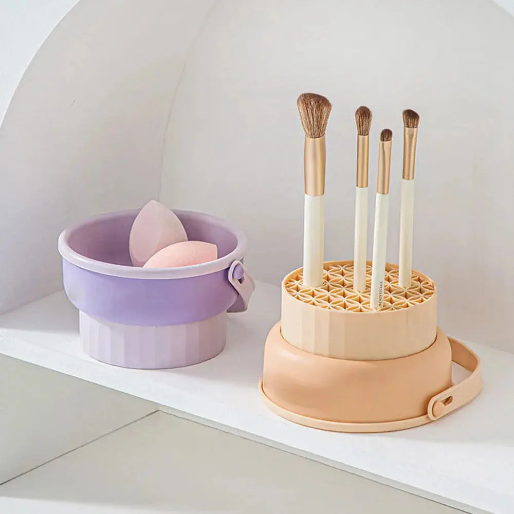 1PCS Silicone Washing Bowl Makeup Brush Cleaning Box Make-up Egg Drying Tool Set Powder Puff Washer Sponge Storage Artifact dylinoshop