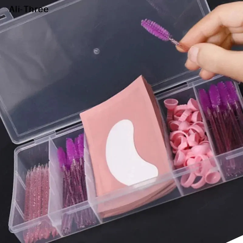 1Pc Transparent With Cover Rectangle Vertical 5 Grid Eyelash Extension Tool Storage Box Glue Tweezer Holder Makeup Organizer dylinoshop