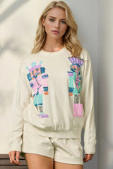 Double Take Full Size Sequin Nutcracker Long Sleeve Sweater 