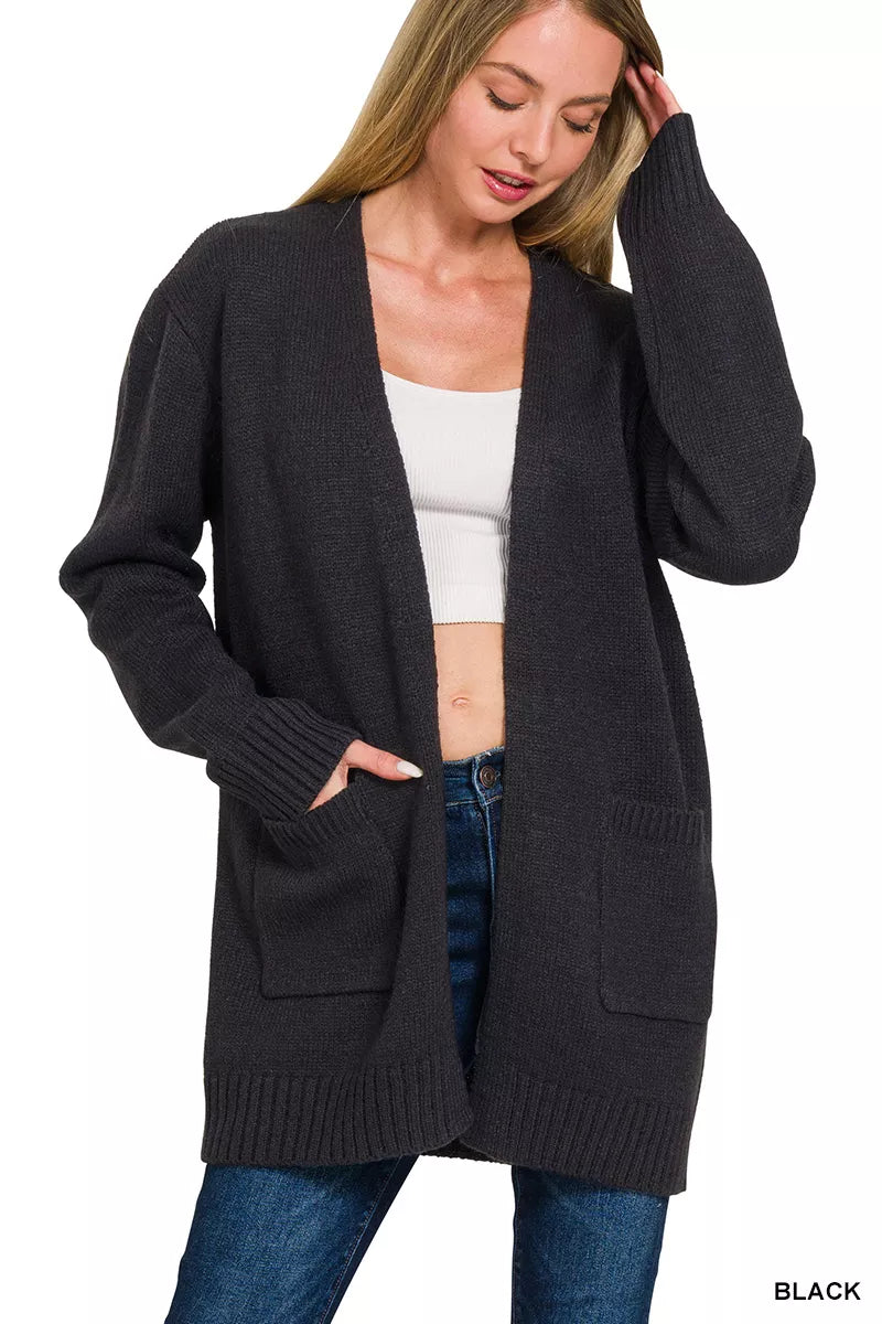 Zenana Open Front Sweater Cardigan 